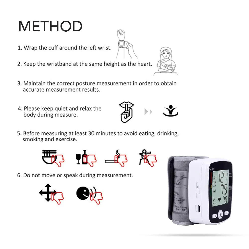 Wrist Blood Pressure Home Monitor Cuff